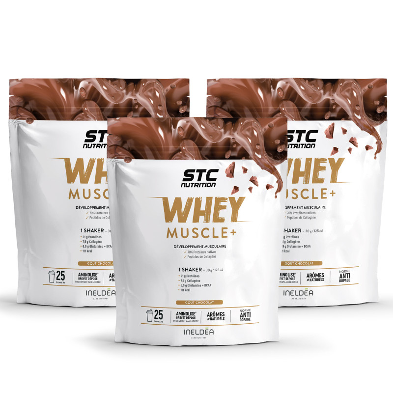 WHEY MUSCLE + - STC Nutrition - lot de 3 chocolat